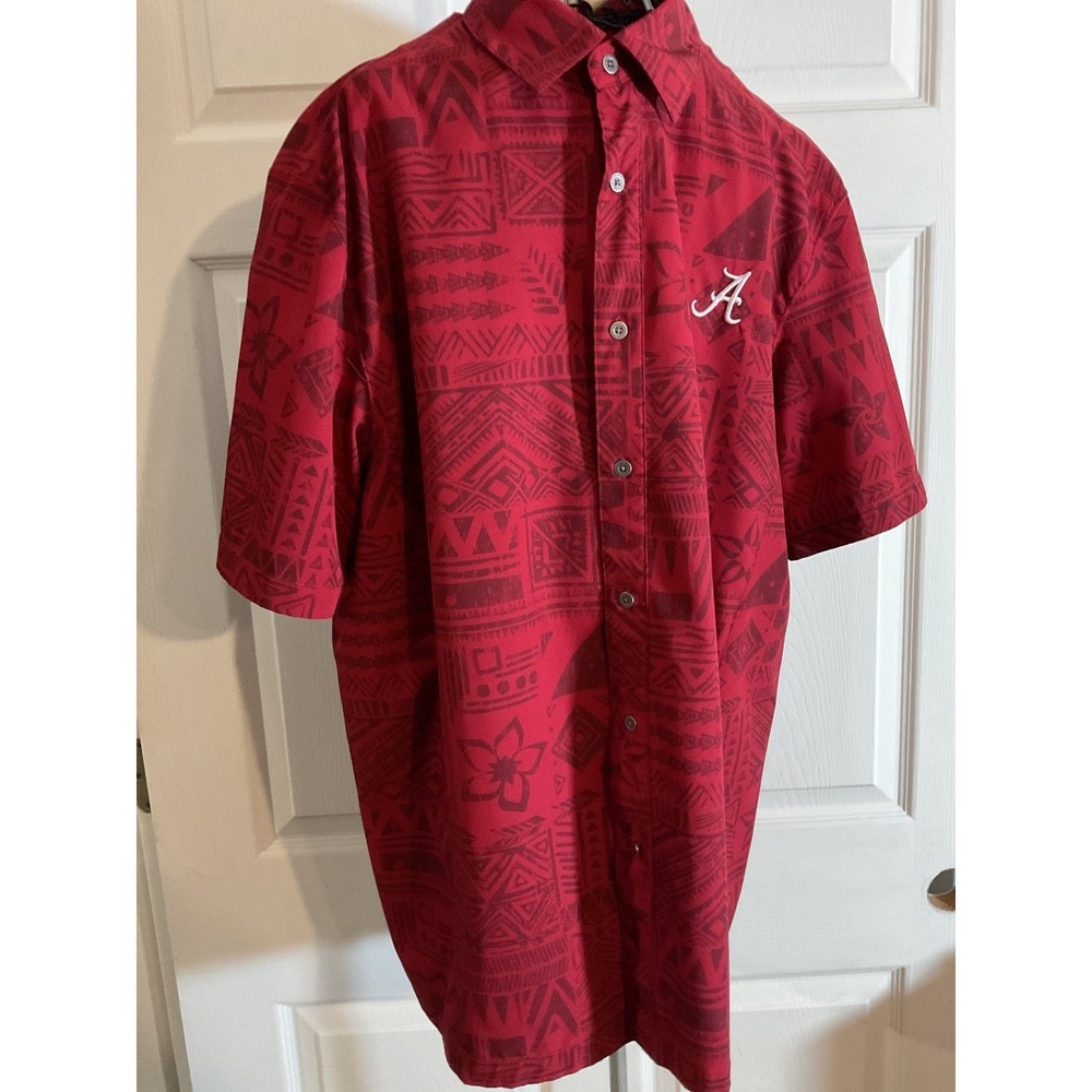 Chiliwear Men's‎ Red Alabama Crimson Tide Hawaiian Button Up Shirt M